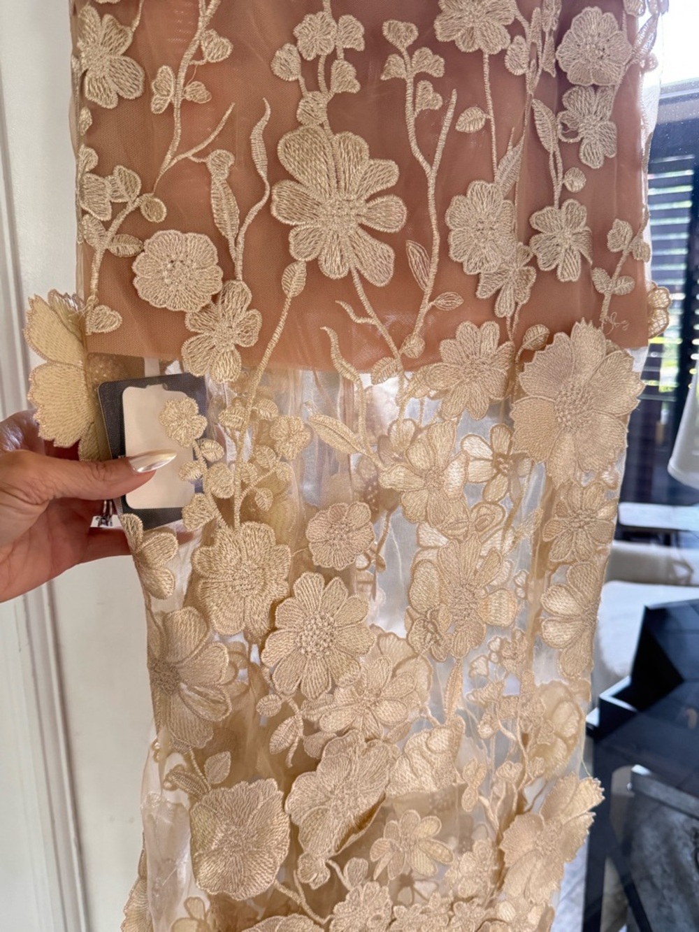 Strapless Floral Embroidered Maxi Jasmine Dress Gown in light Gold Bronx - Picture 7 of 10